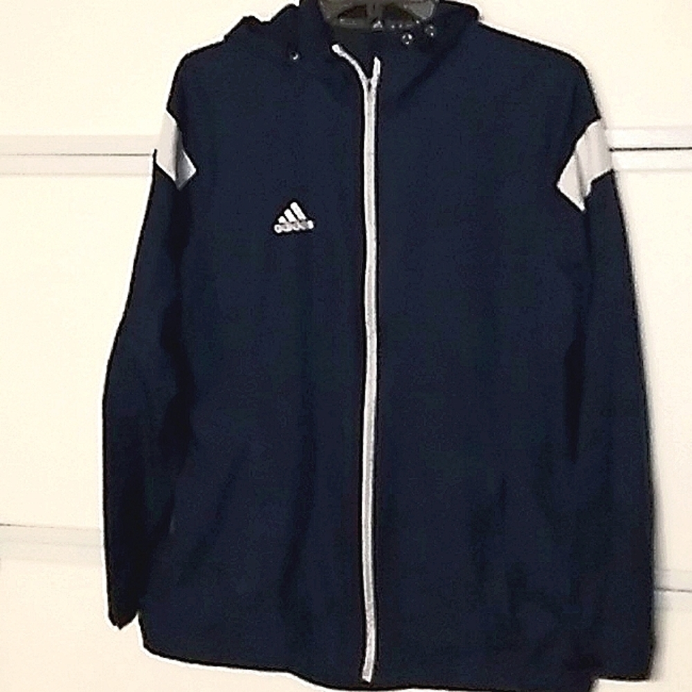 Adidas men's hooded jacket, navy medium - Picture 1 of 13